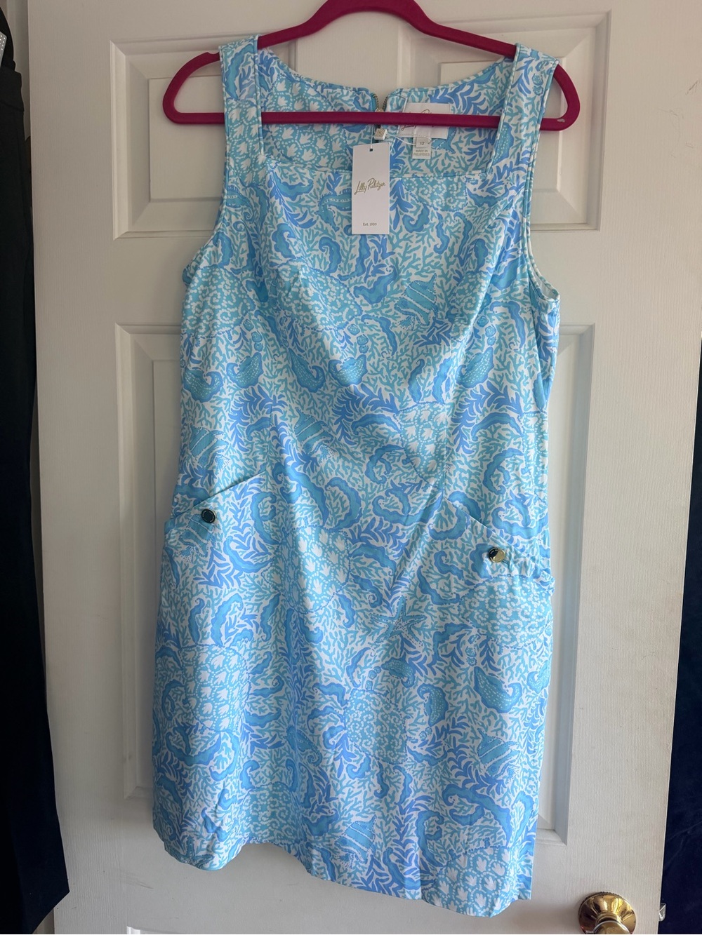 Lilly Pulitzer Blue & White Printed Sleeveless Shift Dress
